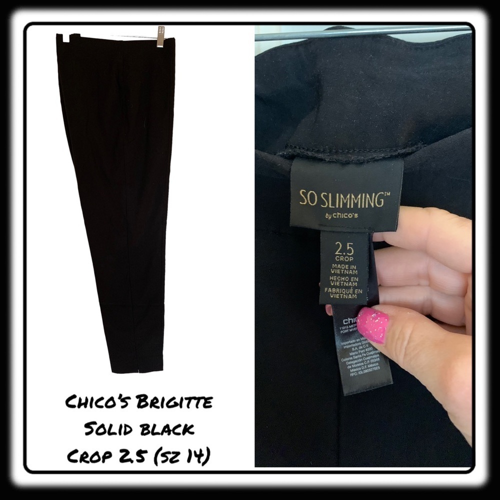 Chicos Brigitte solid black “so slimming” crop length 2.5 (equiv sz 14).